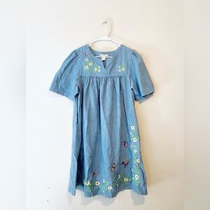 Bechamel House Dress Lightwash Jeans Embroidered Butterfly Midi Mumu Size M